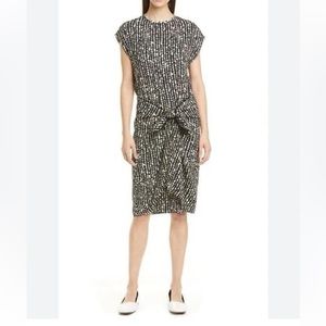 PROENZA SCHOULER Georgette tie front wrap dress inky painted dot size 2 XS